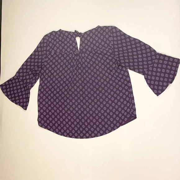 41 Hawthorn Purple Geometric Floral Blouse Top Polyester & Spandex Medium Petite - Picture 3 of 10